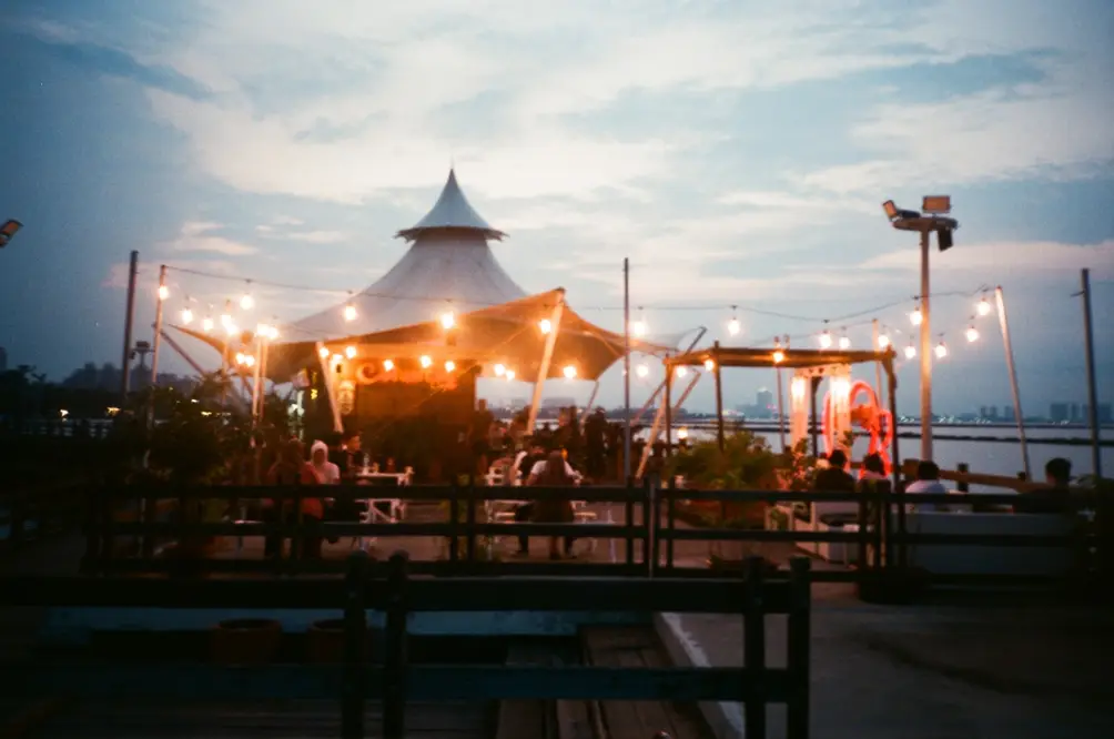 Waterfront Cafe at Twilight Hour